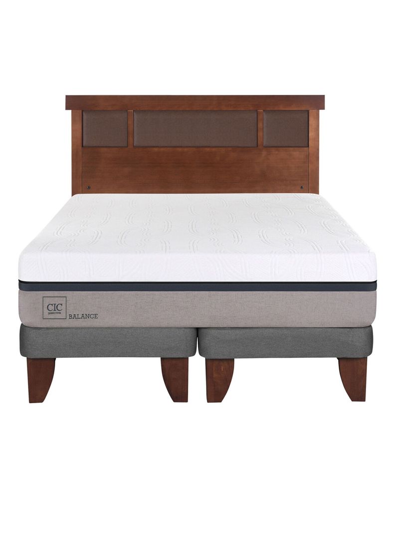 Cama Europea Balance 2 Plazas Base Dividida + Respaldo New Dublín Café-1