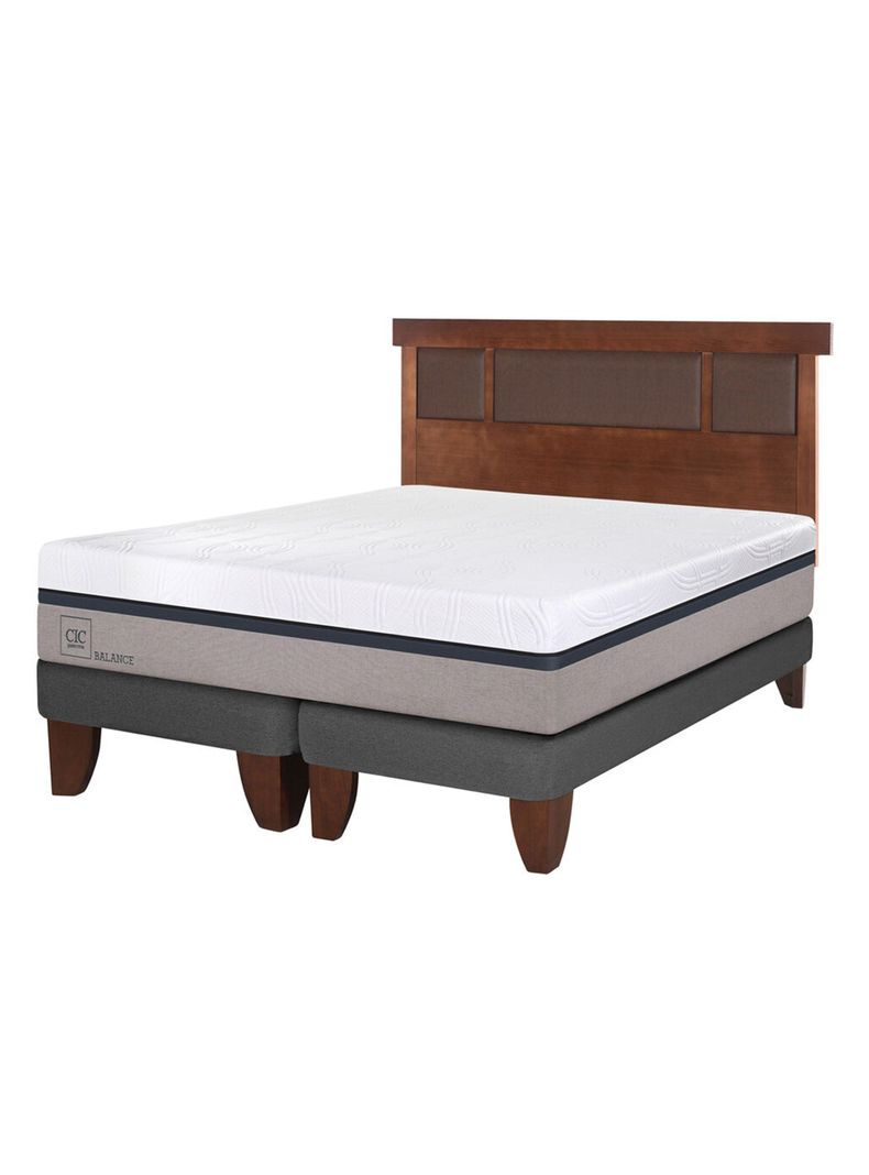 Cama Europea Balance 2 Plazas Base Dividida + Respaldo New Dublín Café-0