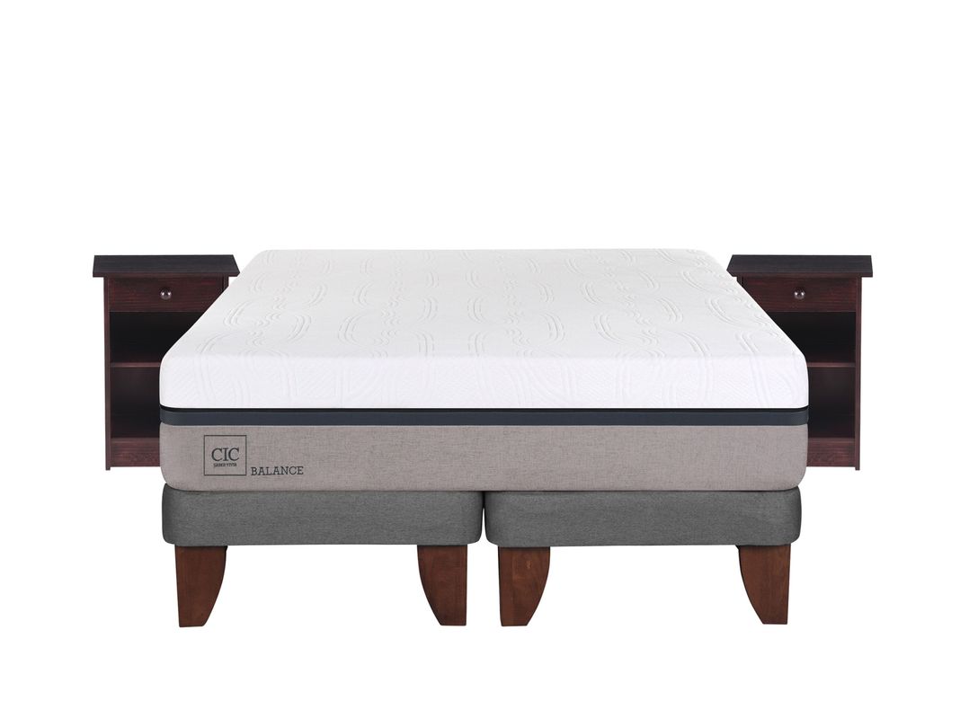 Cama Europea Balance 2 Plazas Base Dividida + Veladores New Dublín