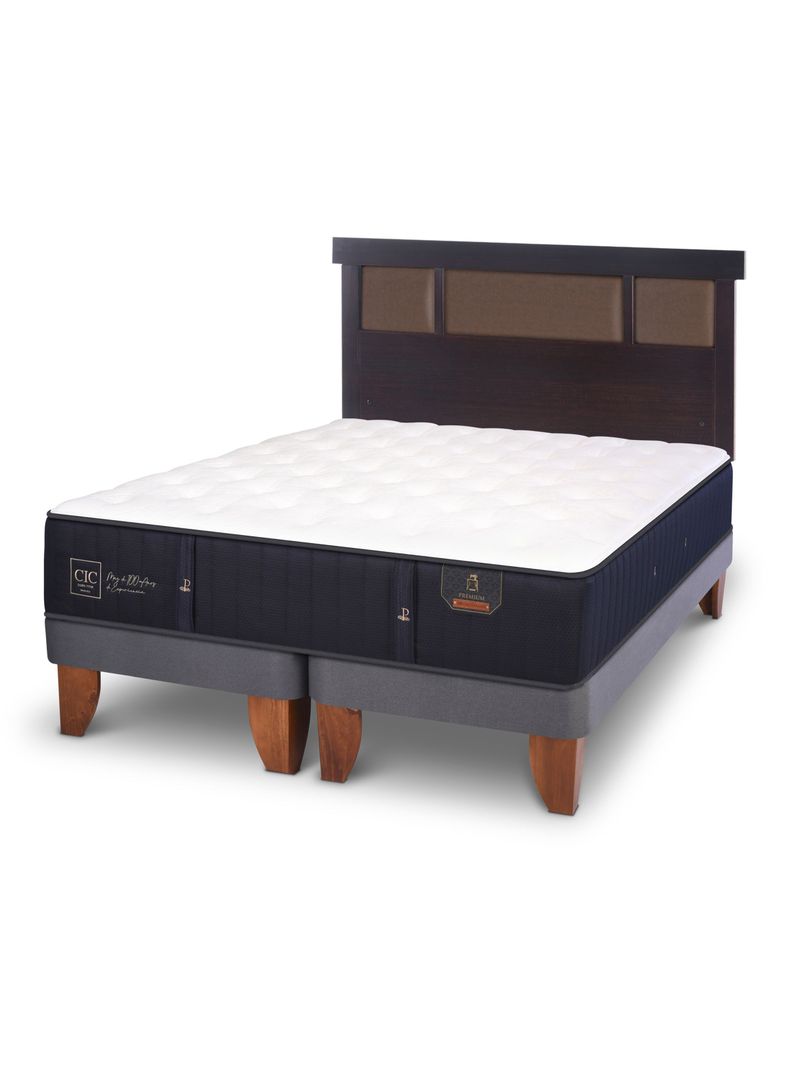 Cama Europea Premium 2 Plazas Base Dividida + Respaldo New Dublin Chocolate-0
