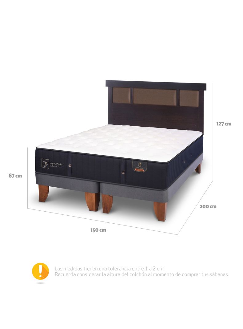 Cama Europea Premium 2 Plazas Base Dividida + Respaldo New Dublin Chocolate-1
