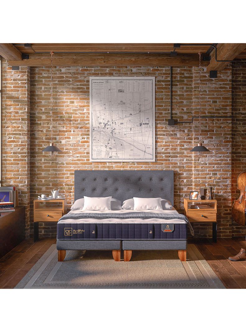 Cama Europea Premium 2 Plazas Base Dividida + Respaldo New Dublin Chocolate-4