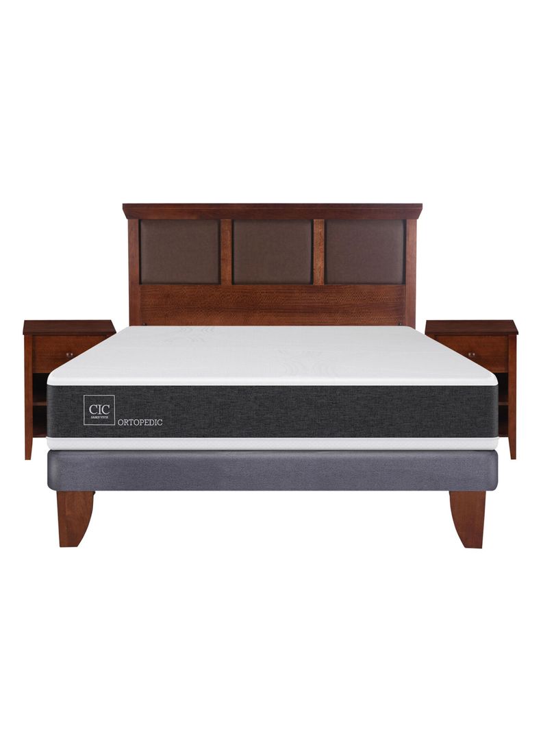 Cama Europea New Ortopedic 2 Plazas Base Normal + Set Muebles New Torino-0