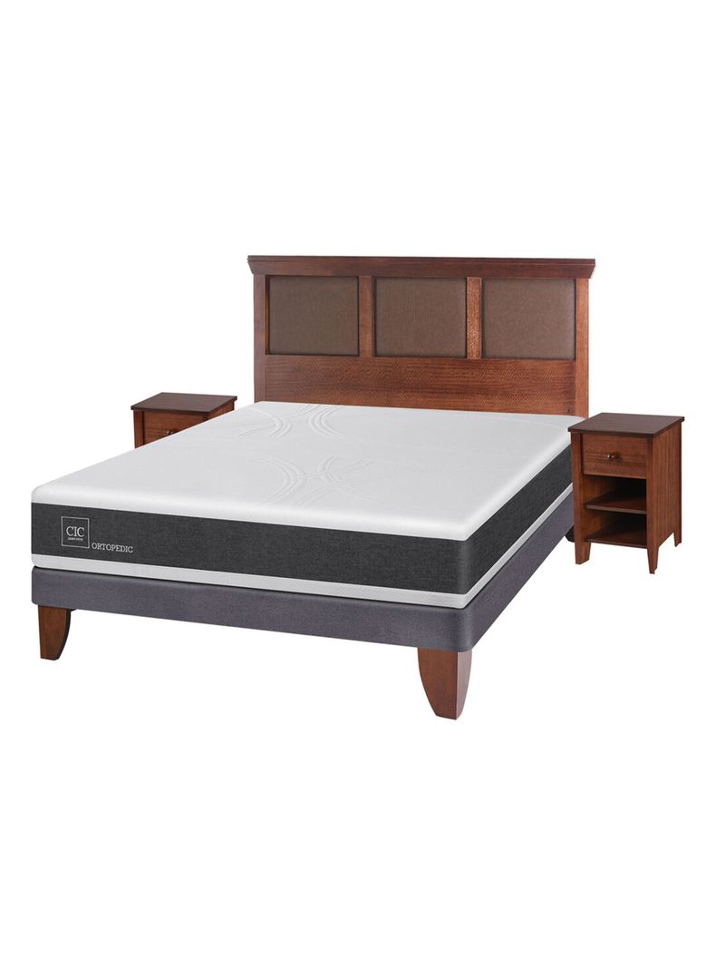 Cama Europea New Ortopedic 2 Plazas Base Normal + Set Muebles New Torino-1