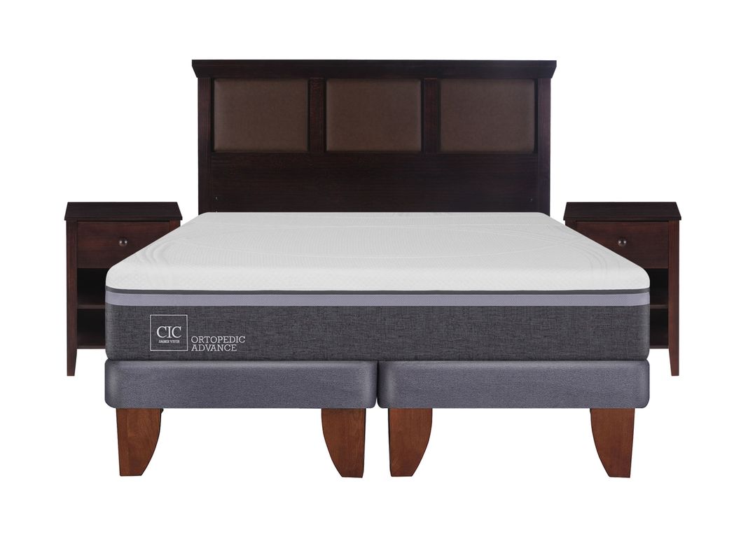 Cama Europea Ortopedic Advance King + Set Muebles New Torino Chocolate-1
