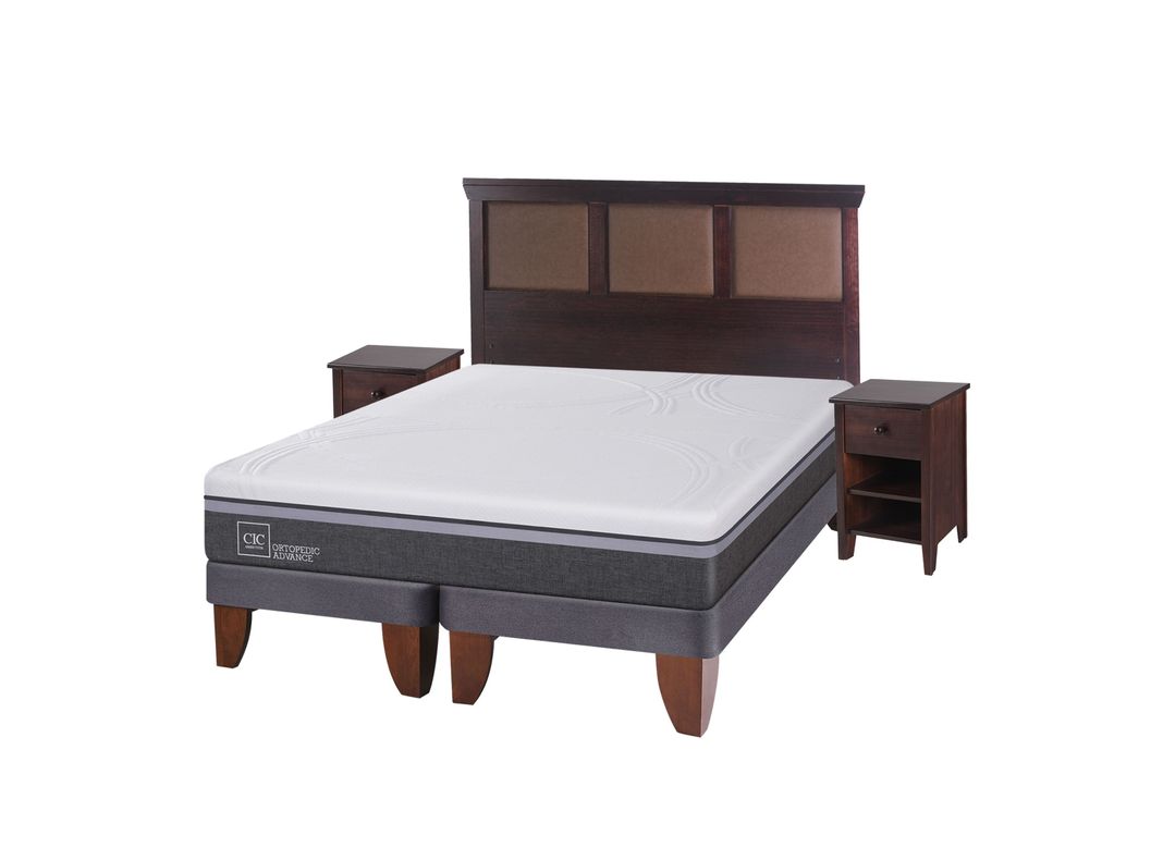 Cama Europea Ortopedic Advance King + Set Muebles New Torino Chocolate-0