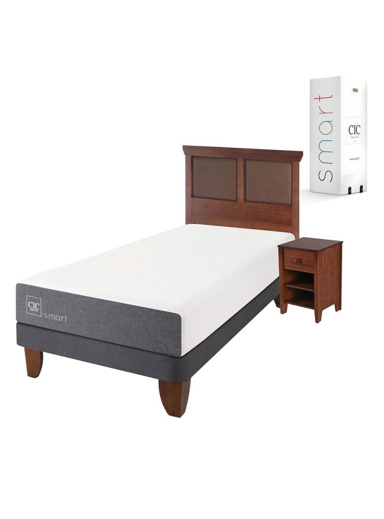 Cama Europea Smart 1.5 Plazas + Set Muebles New Torino Caramelo-0