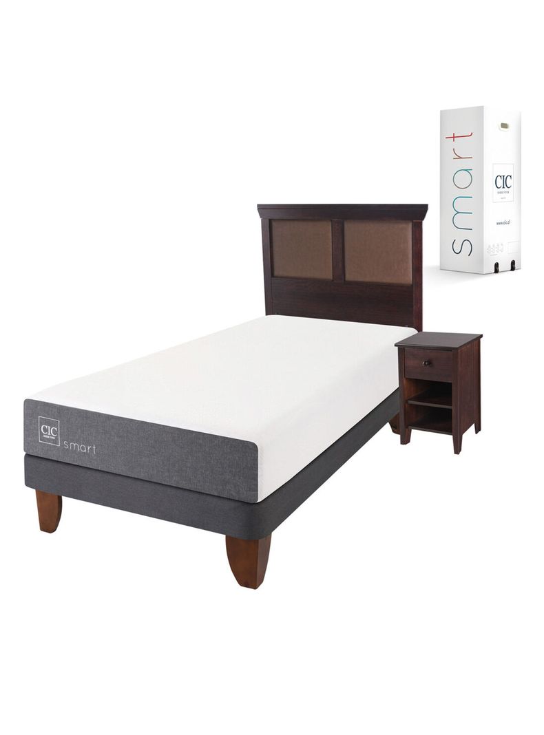 Cama Europea Smart 1.5 Plazas + Set Muebles New Torino Chocolate-0