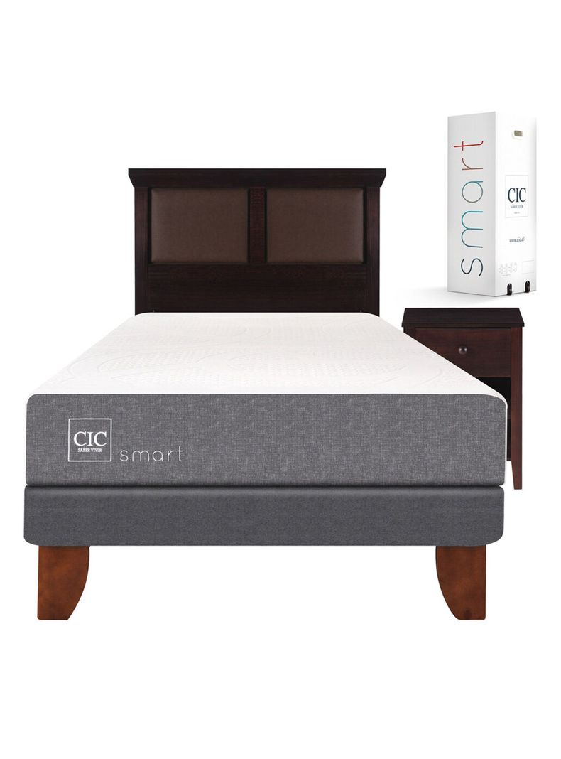 Cama Europea Smart 1.5 Plazas + Set Muebles New Torino Chocolate-1