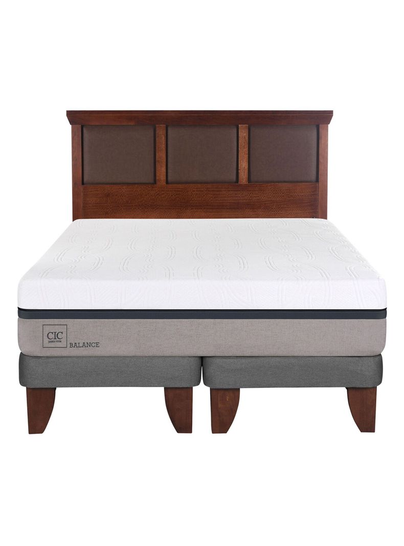 Cama Europea Balance 2 Plazas Base Dividida + Respaldo New Torino-0