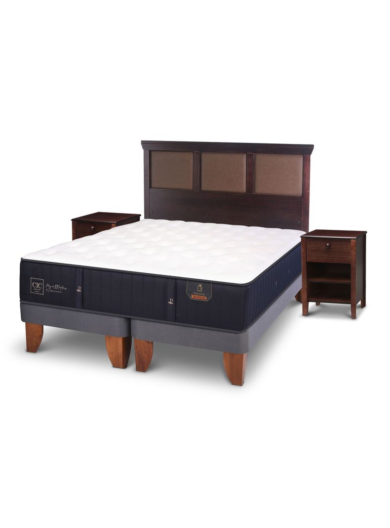 Cama Europea Premium 2 Plazas Base Dividida New Torino Chocholate + Set Muebles-0