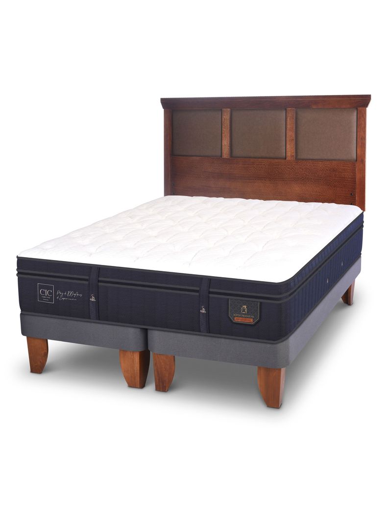 Cama Europea Super Premium 2 Plazas Base Dividida + Respaldo New Torino Caramelo-0