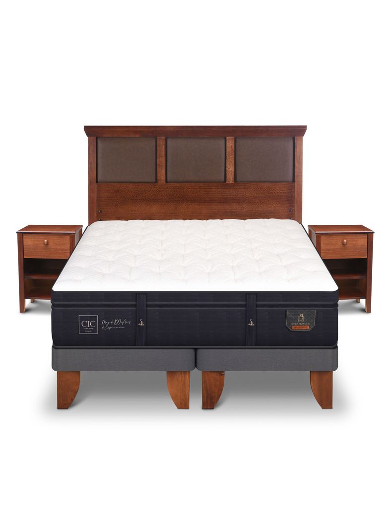 Cama Europea Super Premium 2 Plazas Base Dividida New Torino + Set Muebles-2