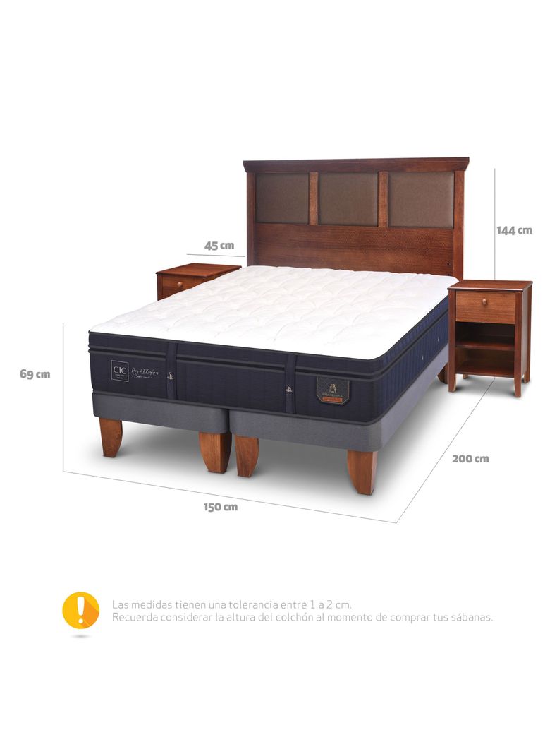 Cama Europea Super Premium 2 Plazas Base Dividida New Torino + Set Muebles-1