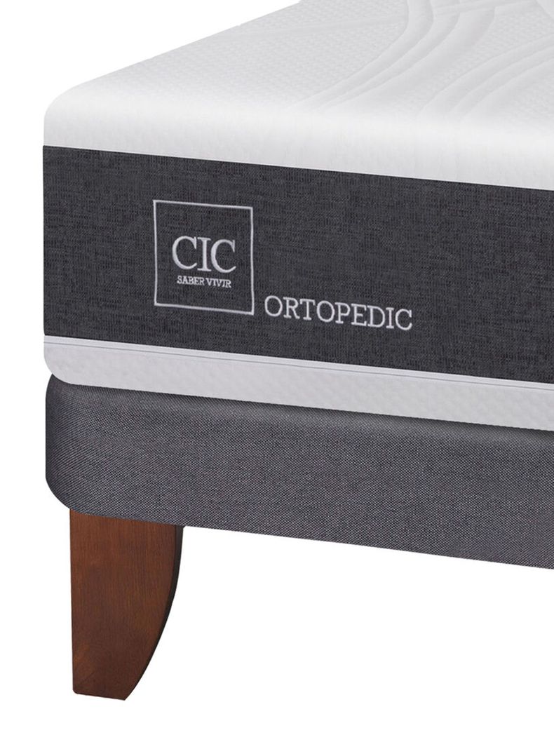 Cama Europea New Ortopedic 2 Plazas Base Normal + Respaldo Tigris-3