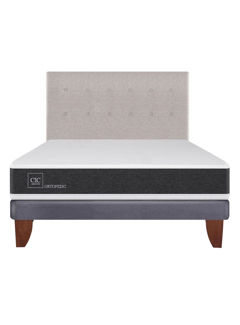 Cama Europea New Ortopedic 2 Plazas Base Normal + Respaldo Tigris-1