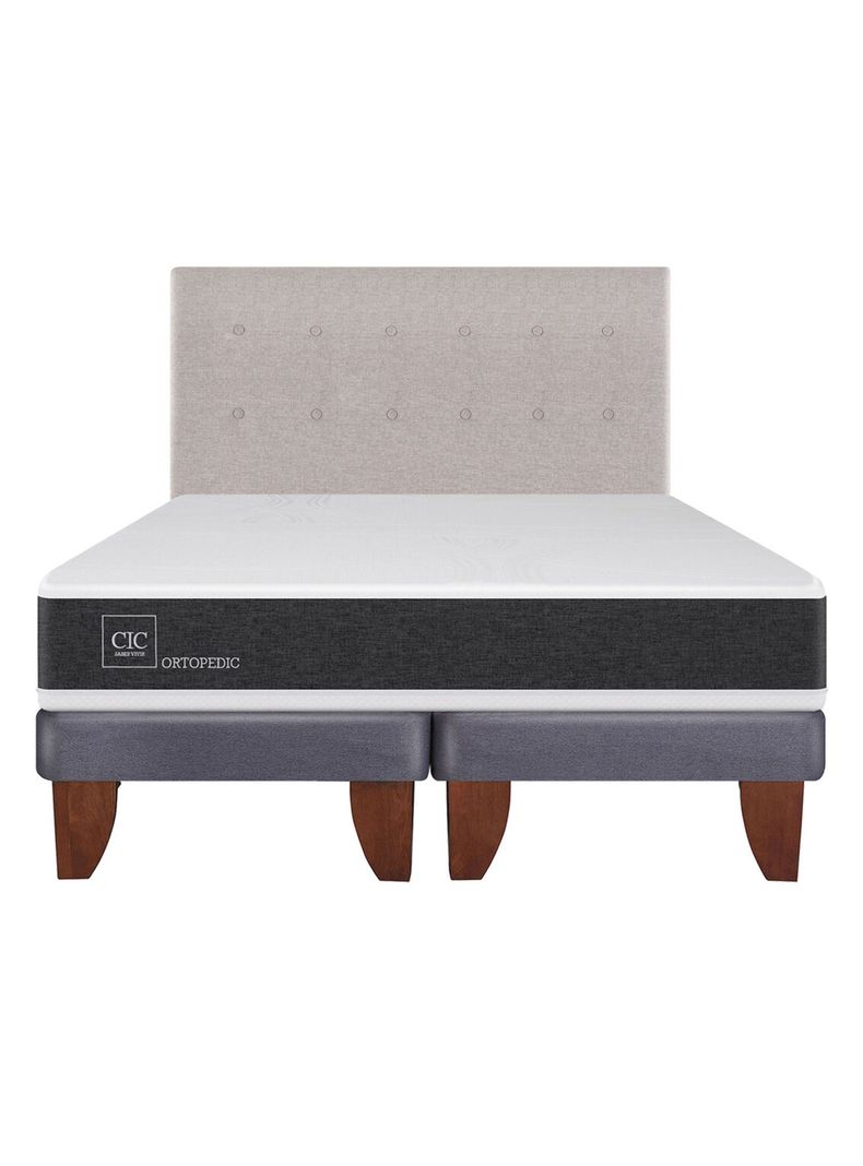 Cama Europea New Ortopedic 2 Plazas Base Dividida + Respaldo Tigris-1
