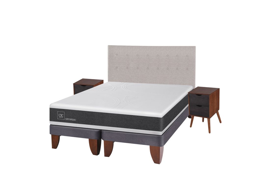 Cama Europea New Ortopedic King + Set Muebles Tigris