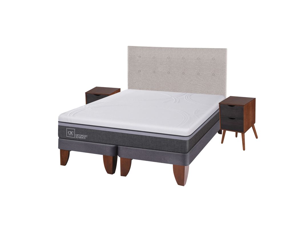Cama Europea Ortopedic Advance 2 Plazas Base Dividida + Set Muebles Tigris