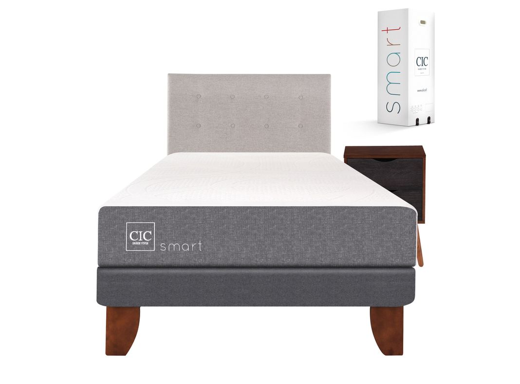 Cama Europea Smart 1.5 Plazas + Set Muebles Tigris-1