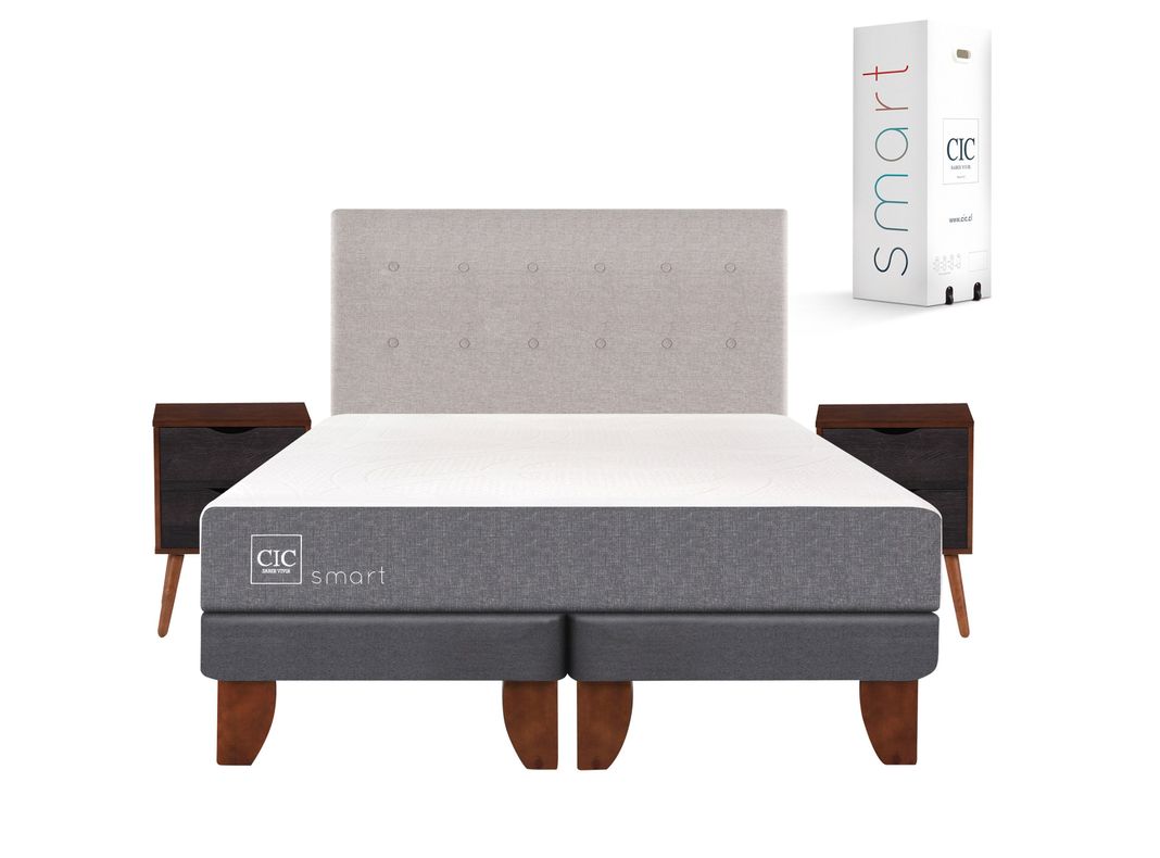 Cama Europea Smart 2 Plazas Base Dividida + Set Muebles Tigris-0