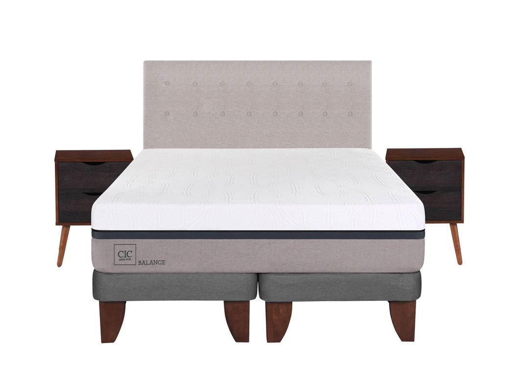 Cama Europea Balance King + Set Muebles Tigris Firmeza Intermedio