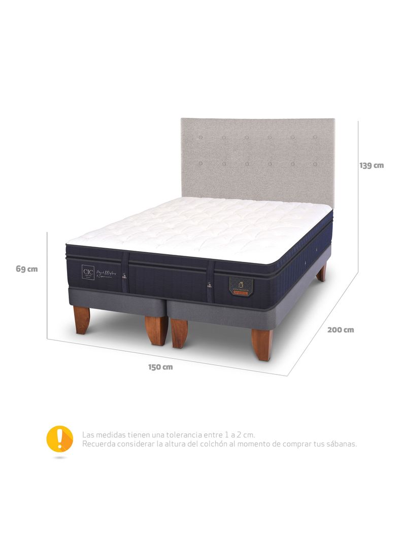 Cama Europea Super Premium 2 Plazas Base Dividida + Respaldo Tigris-1