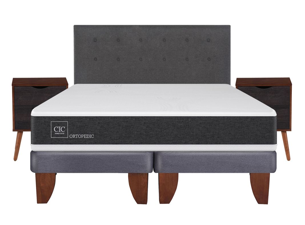 Cama Europea New Ortopedic 2 Plazas Base Dividida + Set Muebles Eufrates-1