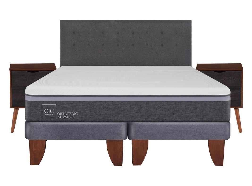 Cama Europea Ortopedic Advance King Base Dividida + Set Muebles Eufrates