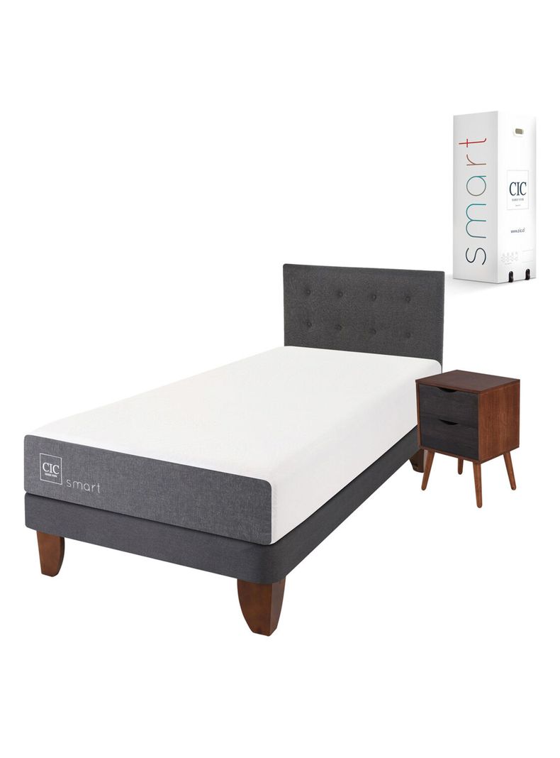 Cama Europea Smart 1.5 Plazas Base Normal + Set Muebles Eufrates-0