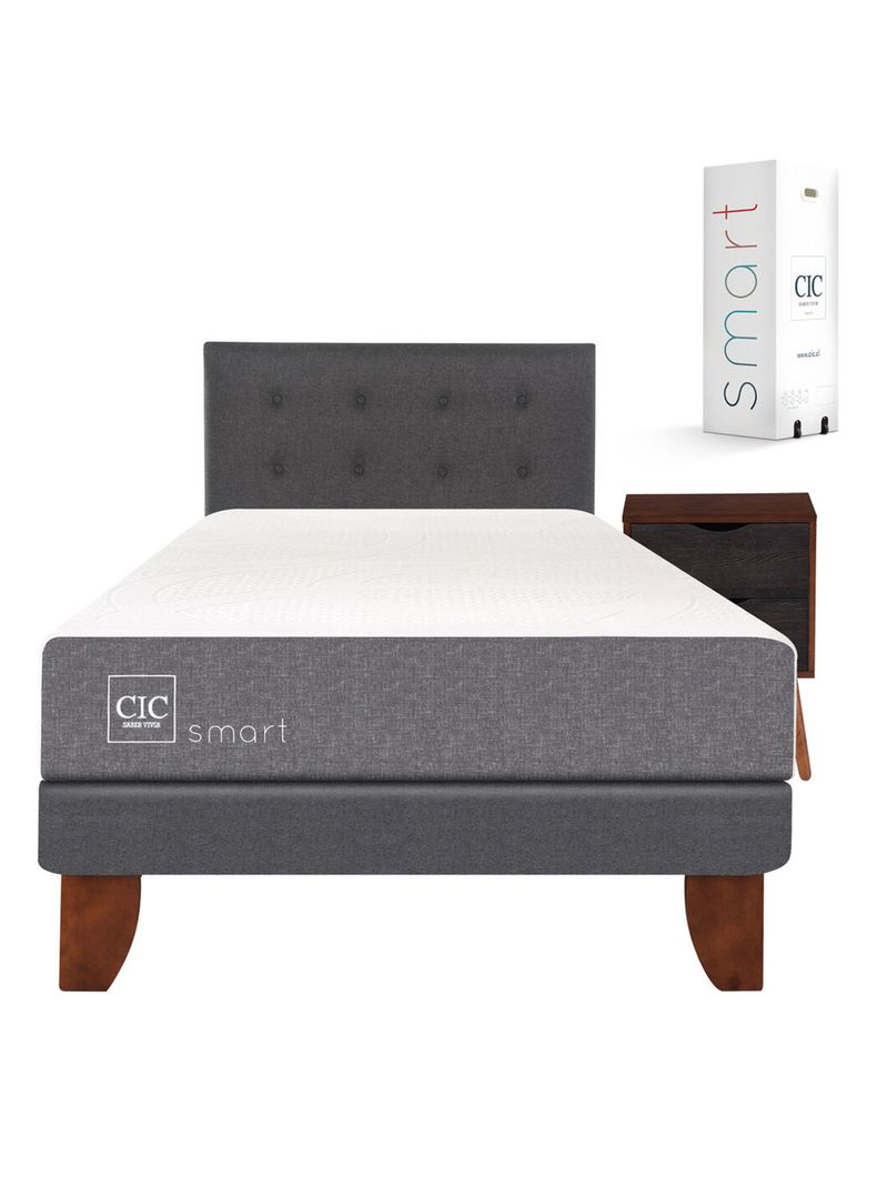 Cama Europea Smart 1.5 Plazas Base Normal + Set Muebles Eufrates-1