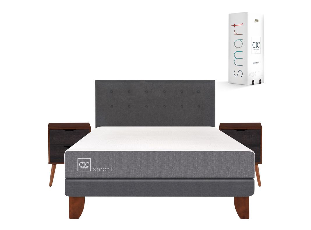 Cama Europea Smart 2 Plazas Base Normal + Set Muebles Eufrates-0