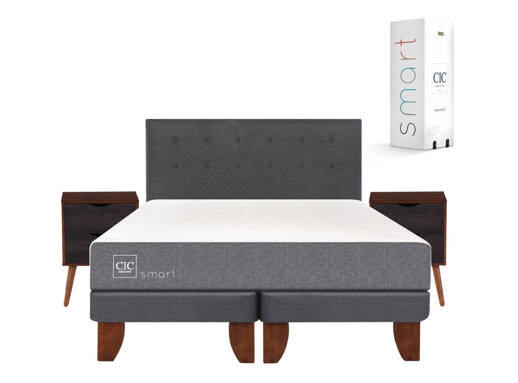 Cama Europea Smart 2 Plazas Base Dividida + Set Muebles Eufrates-1