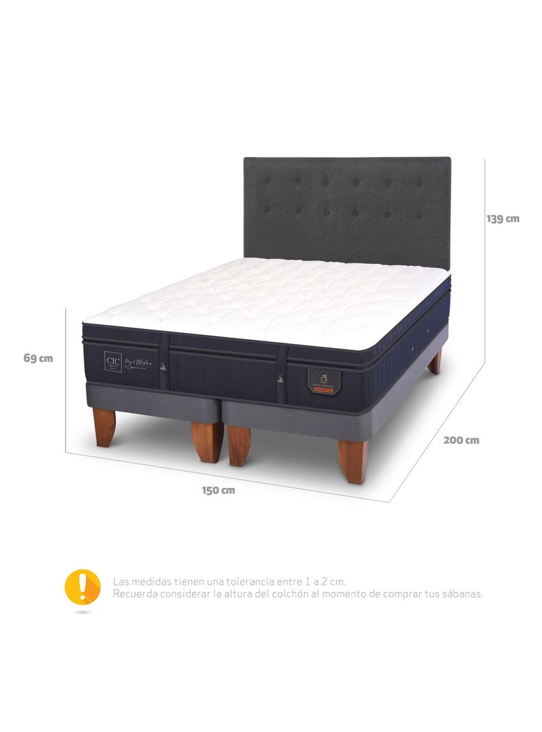 Cama Europea Super Premium 2 Plazas Base Dividida + Respaldo Eufrates-1