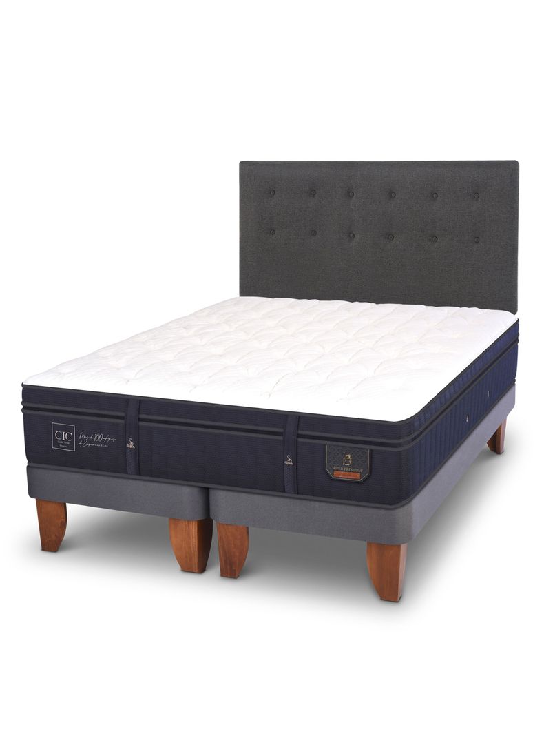 Cama Europea Super Premium 2 Plazas Base Dividida + Respaldo Eufrates-0
