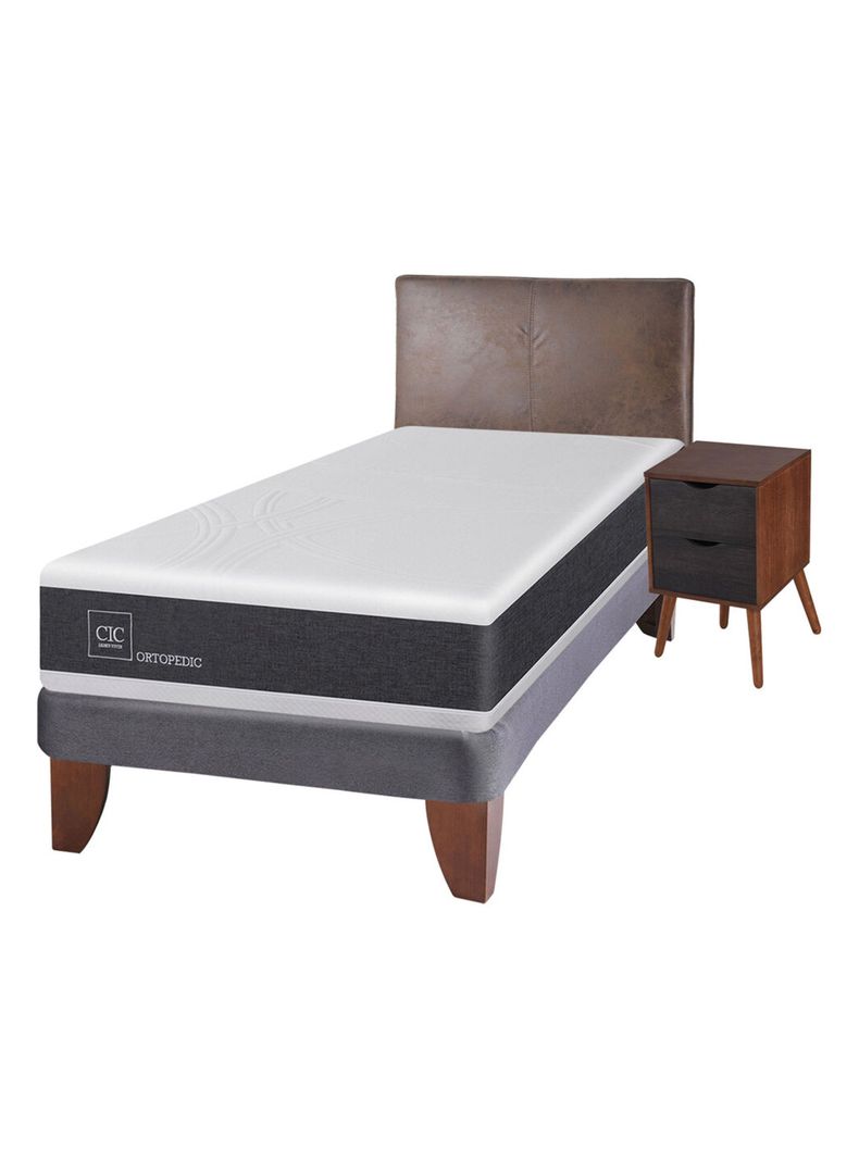 Cama Europea New Ortopedic 1.5 Plazas + Set Muebles Baker