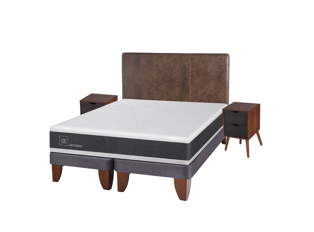 Cama Europea New Ortopedic 2 Plazas Base Dividida + Set Muebles Baker-1