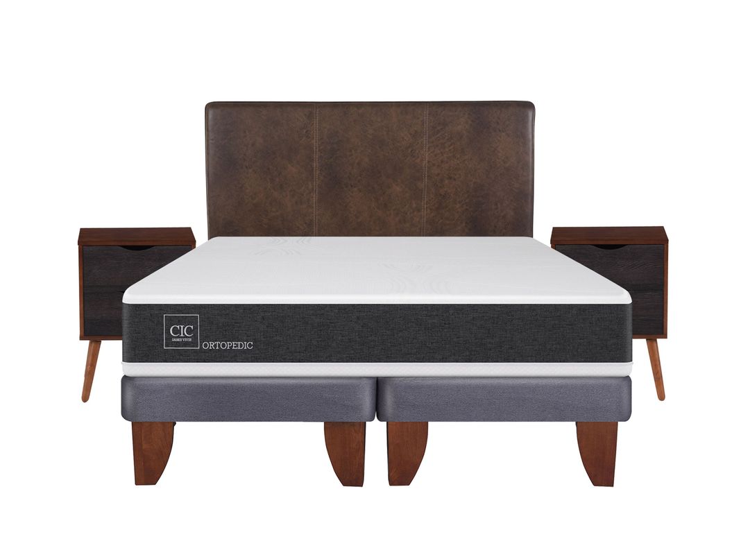 Cama Europea New Ortopedic 2 Plazas Base Dividida + Set Muebles Baker-0