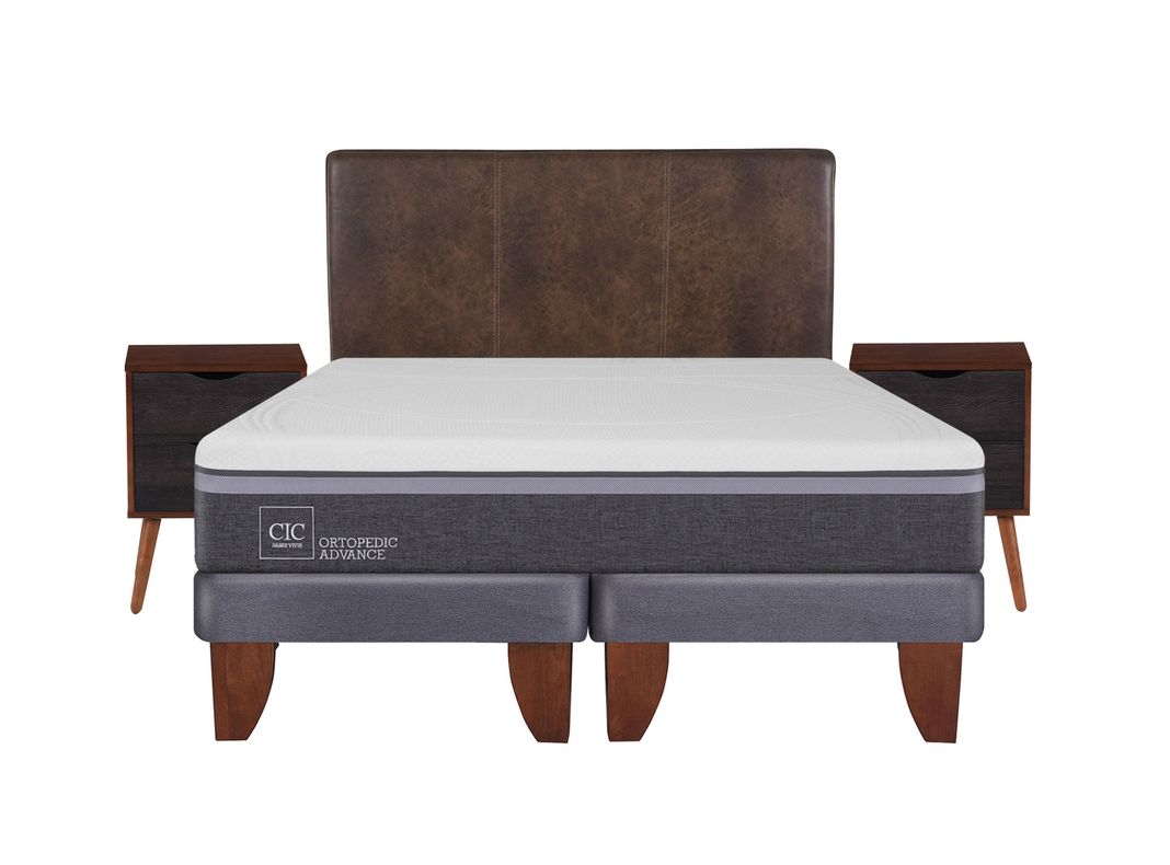 Cama Europea Ortopedic Advance King + Set Muebles Baker