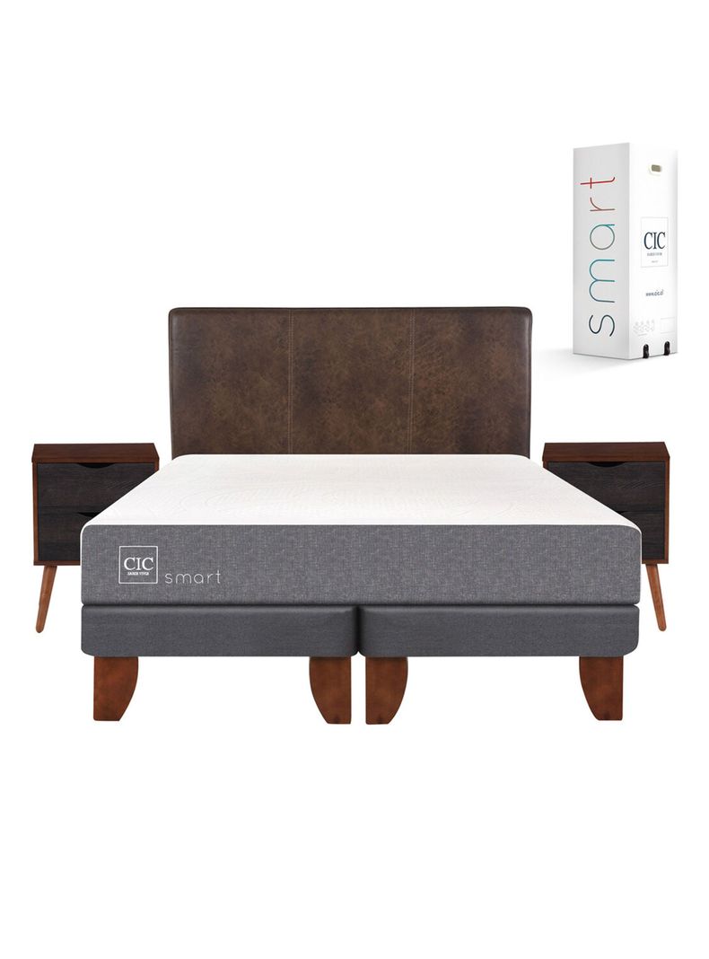 Cama Europea Smart 2 Plazas Base Dividida + Set Muebles Baker-1