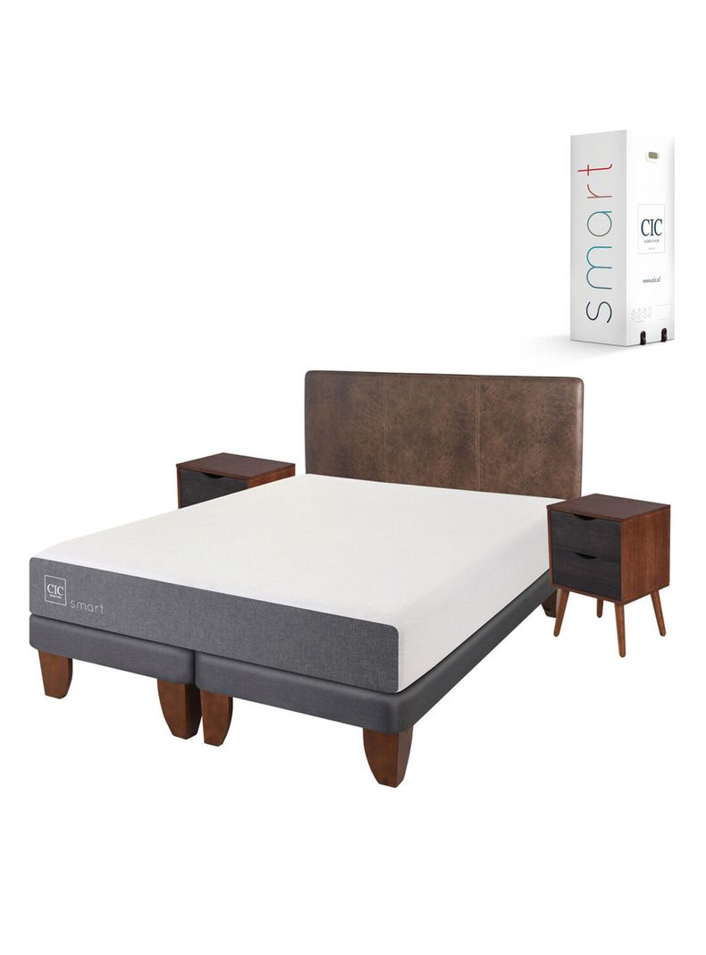 Cama Europea Smart 2 Plazas Base Dividida + Set Muebles Baker-0