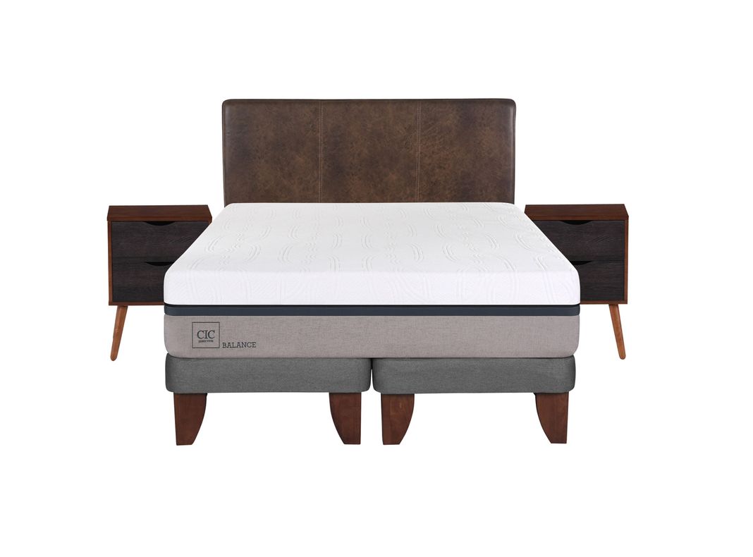 Cama Europea Balance King + Set Muebles Baker Firmeza Intermedio