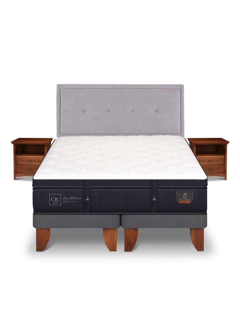 Cama Europea Super Premium 2 Plazas Base Dividida Ganges + Set Muebles-2
