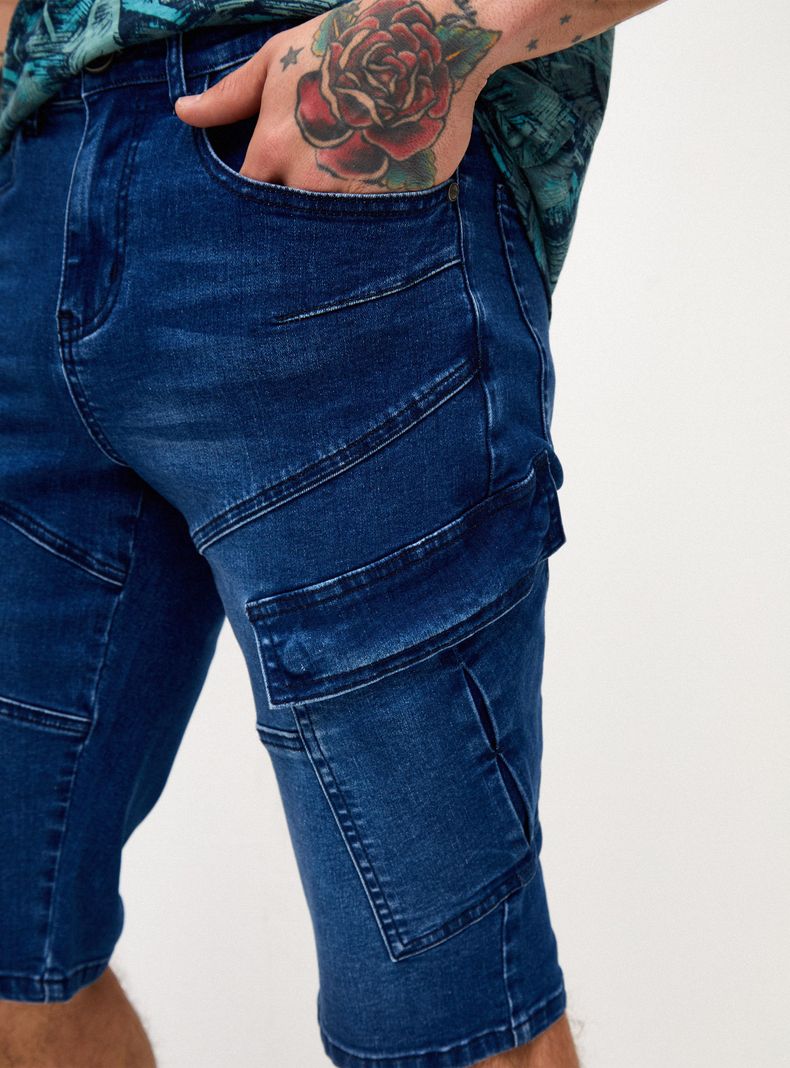 Bermuda Cargo Azul Full Zippers-2