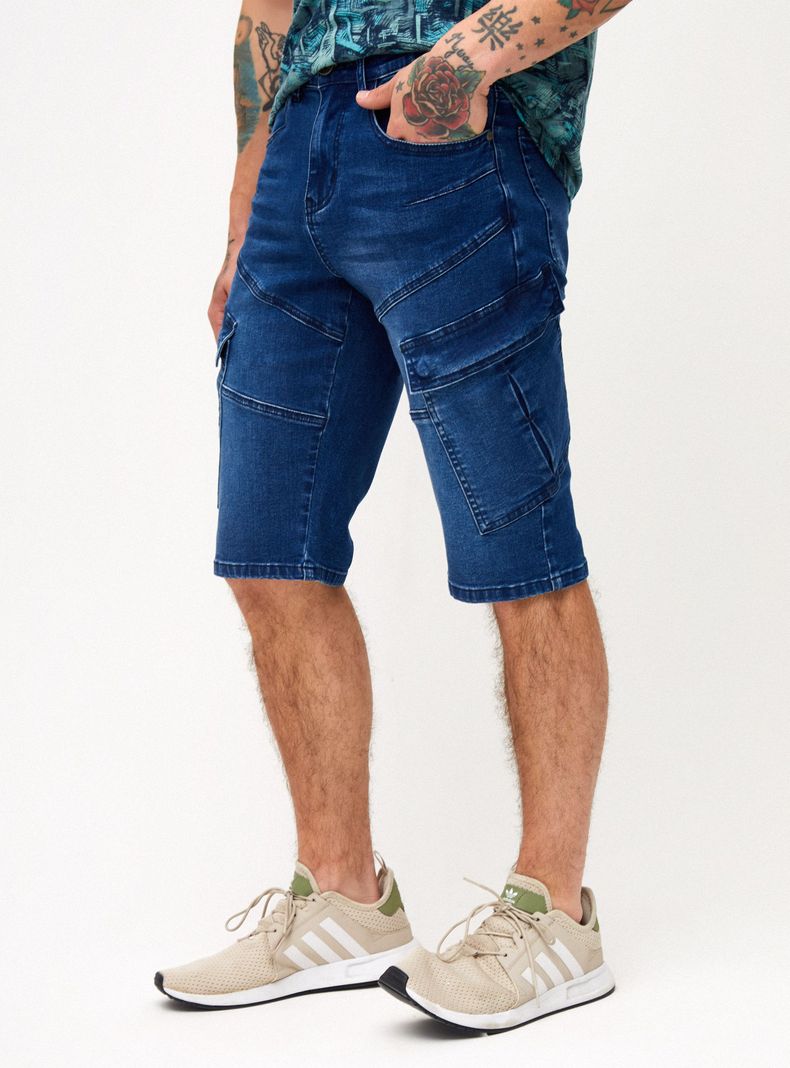 Bermuda Cargo Azul Full Zippers-0