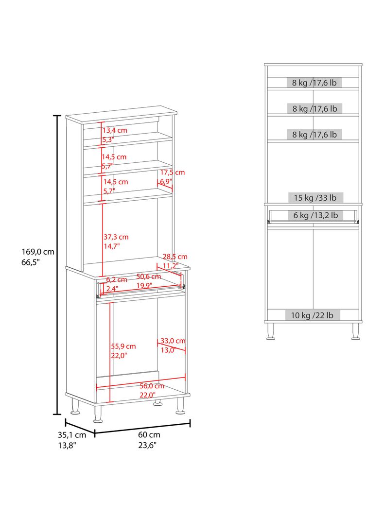 Mueble Microondas Kitchen 60 Duna Blanco-1
