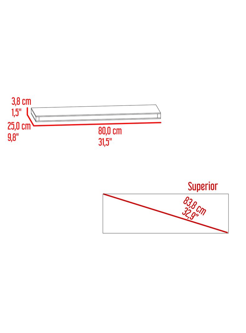 Repisa Flotante 80x25 cm Wengue-1