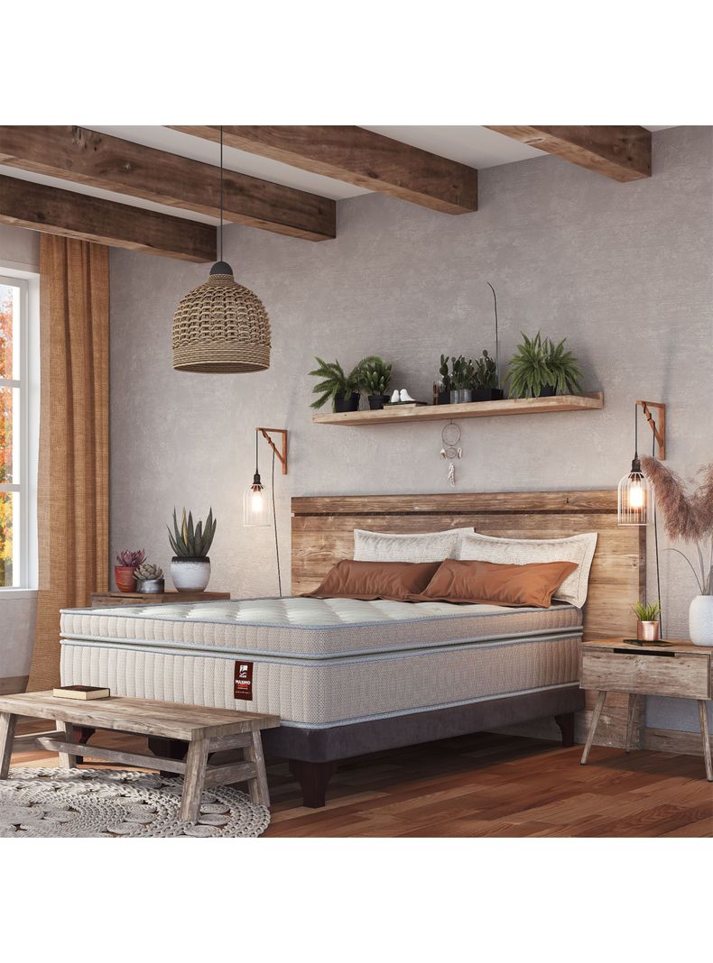 Cama Europea Maximo Cobre Base Dividida 2 Plazas Box + Respaldo Royal Negro-5