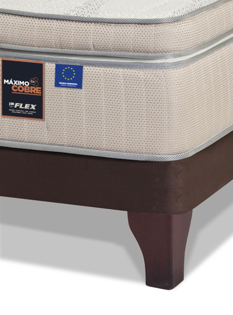 Cama Europea Maximo Cobre Base Dividida 2 Plazas Box + Respaldo Royal Negro-3