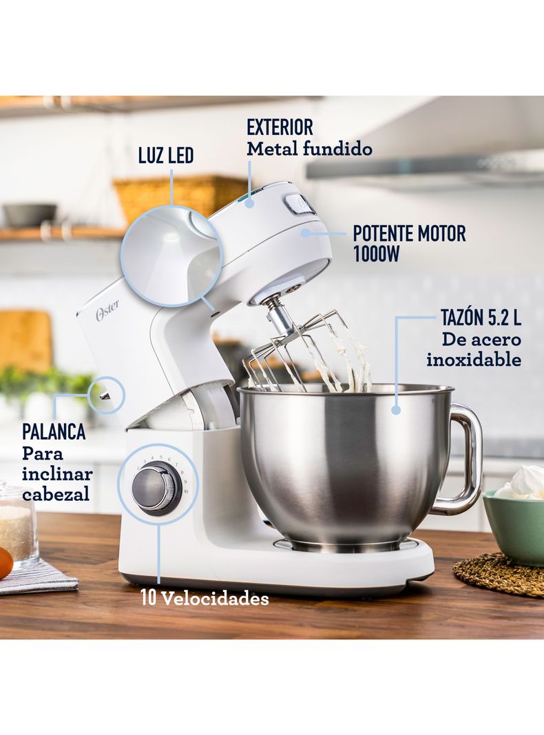 Batidora Planetaria 10 Velocidades FPSTSMPL3R Blanca Oster